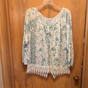 Floral Lace Trim Women's Top